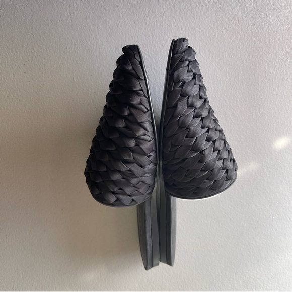 Jenni Kayne Silk Braided Black Mules / Slide Flats EU37 US7 Made in Italy - Picture 5 of 11
